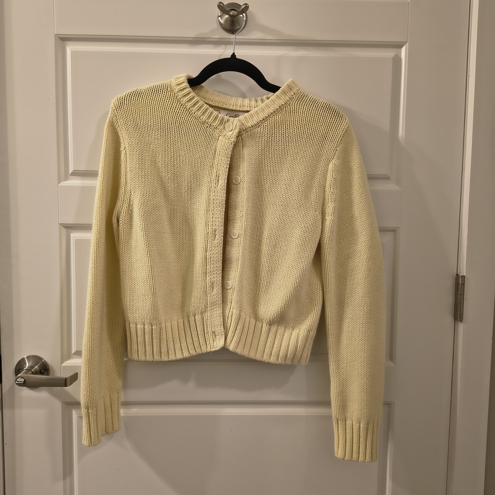 Yellow Button-Up Women's Sweater - Picture 2 of 5